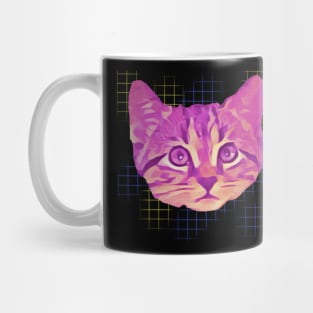 Pink Kitty Face Net Background Mug